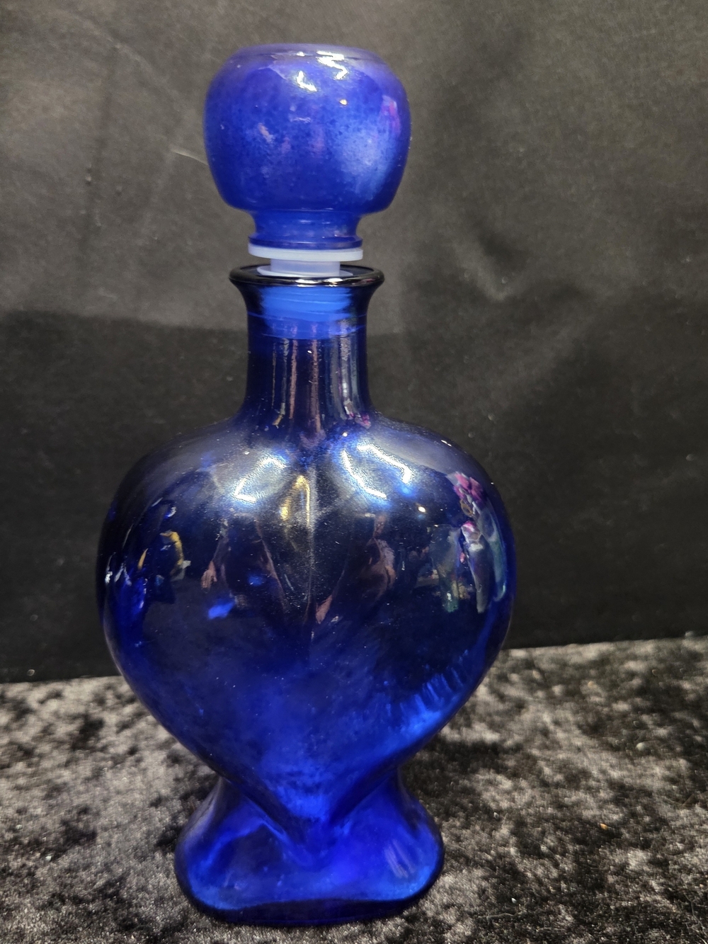 Vetreria Etrusca Italy Cobalt Blue Heart Shaped Bottle 9" Mid 20th Century Italy